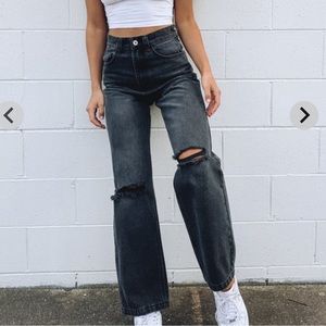 Beginning boutique Robin Wide Leg Jeans Black Wash